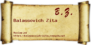 Balassovich Zita névjegykártya